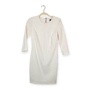 Maia White Textured Chic Exposed Back Zip Sheath Dress